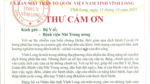 THƯ CẢM ƠN CỦA TỈNH ỦY, HỘI ĐỒNG NHÂN DÂN, ỦY BAN NHÂN DÂN, ỦY BAN MẬT TRẬN TỔ QUỐC VIỆT NAM TỈNH VĨNH LONG