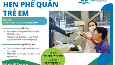 Thông báo: Sinh hoạt câu lạc bộ hen phế quản trẻ em