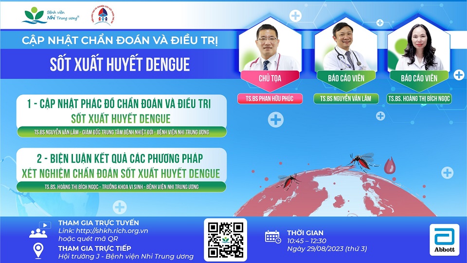 [Thông báo] cập nhật kiến thức y khoa 29/8 chủ đề: Cập nhật chẩn đoán và điều trị Sốt xuất huyết Dengue