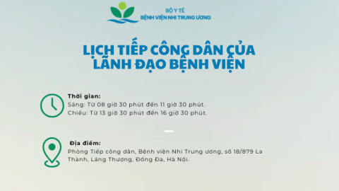 LỊCH TIẾP CÔNG DÂN CỦA LÃNH ĐẠO BỆNH VIỆN