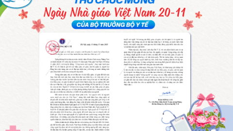 Thư chúc mừng Ngày Nhà giáo Việt Nam 20-11 của Bộ trưởng Bộ Y tế