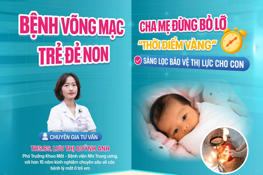 [Hiểu đúng - Chăm tốt] Bệnh võng mạc ở trẻ đẻ non - Cha mẹ đừng bỏ lỡ “thời điểm vàng” sàng lọc để bảo vệ thị lực cho con