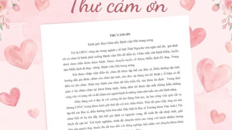 Thư cảm ơn Trung tâm Miễn dịch - Dị ứng - Khớp