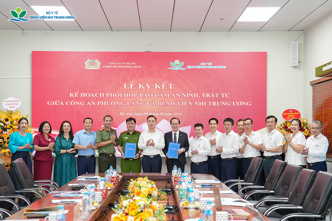 Bệnh viện Nhi Trung ương ký kết kế hoạch phối hợp bảo đảm an ninh, trật tự với Công an phường Láng