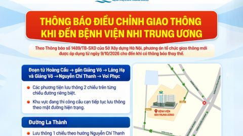 [Thông báo] Điều chỉnh giao thông khi đến Bệnh viện Nhi Trung ương